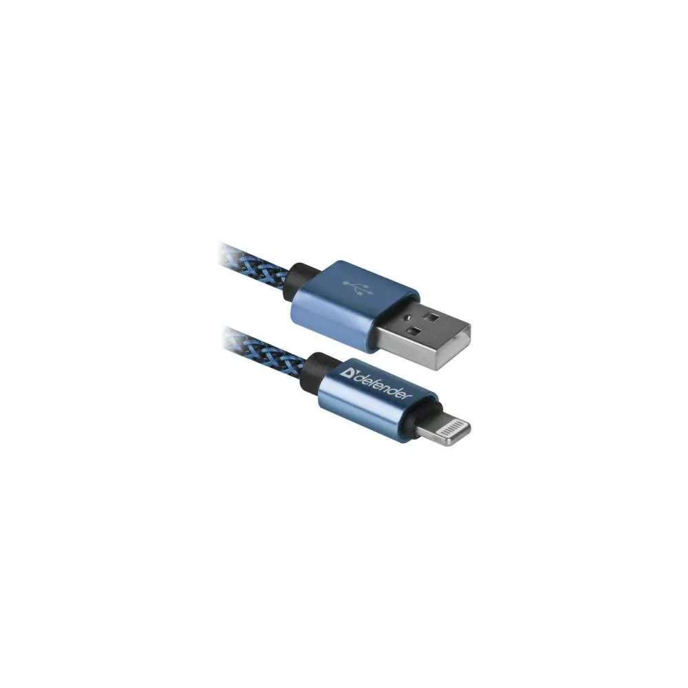 Defender ACH01-03T USB(AM)-Lighting 1m, 2.1A Blue (87811)