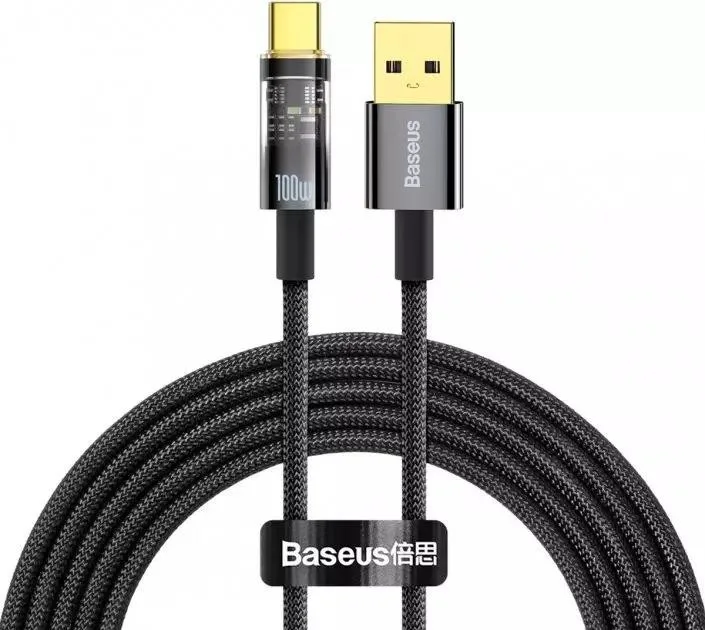 Кабель Baseus Explorer Series 100W USB Type-A to USB Type-C 2m Black (CATS000301)