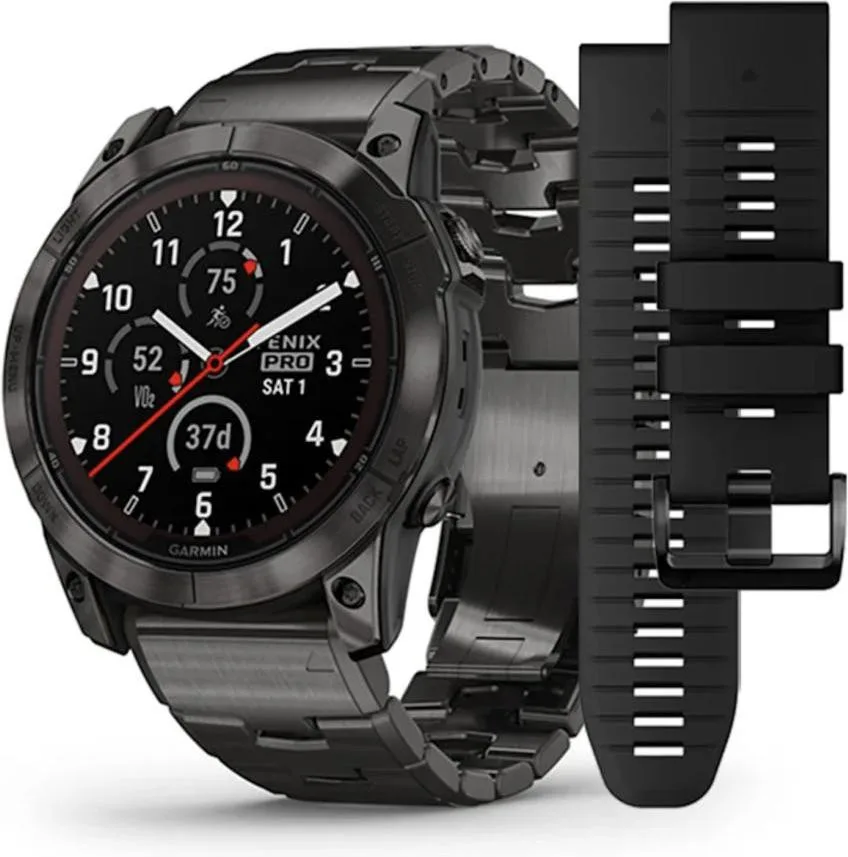 Смарт-годинник Garmin Fenix 7X Pro Sapphire Solar Carbon G. DLC Tit. with Vented Tit. Bracelet (010-02778-30)