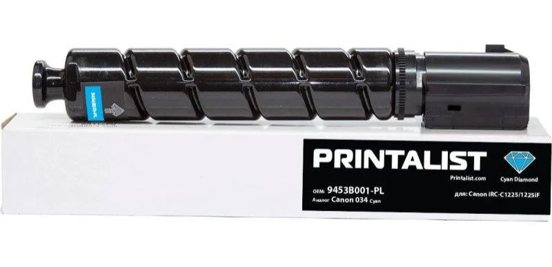 Туба с тонером PRINTALIST для iRC-C1225/1225iF Canon 034 Cyan ( 7300 копий) (9453B001-PL)