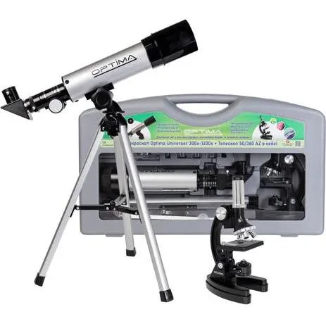 Микроскоп Optima Universer 300x-1200x + Телескоп 50/360 AZ в кейсе (MBTR-Uni-01-103)