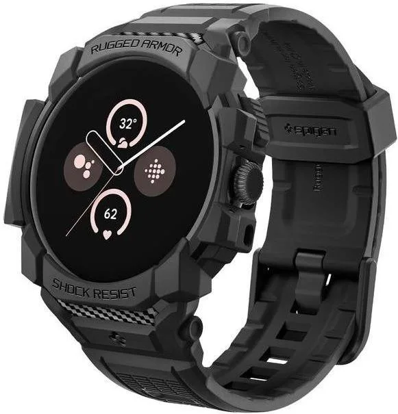 Чохол із ремінцем Spigen Rugged Armor Pro для Pixel Watch 3 45mm Matte Black (ACS07599)