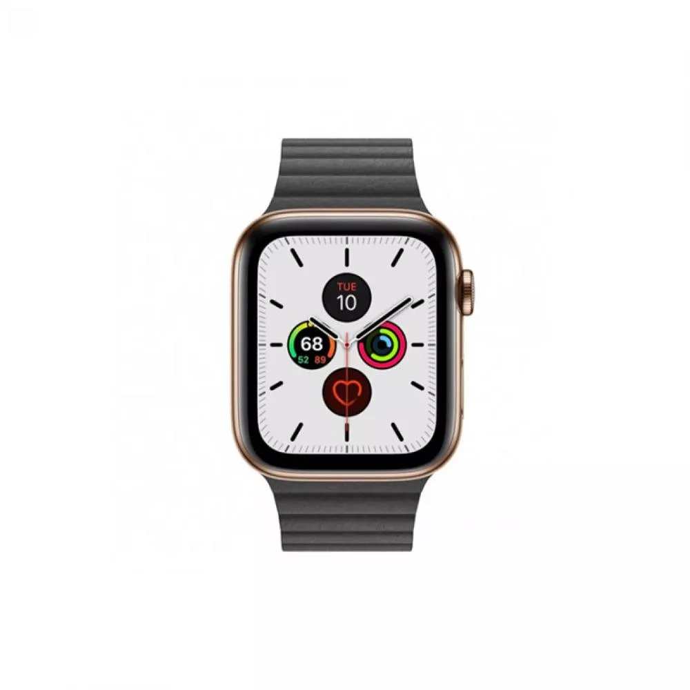 Смарт-годинник Apple Watch Series 5 LTE 44mm Gold Steel with Black Leather Loop (MWQN2)