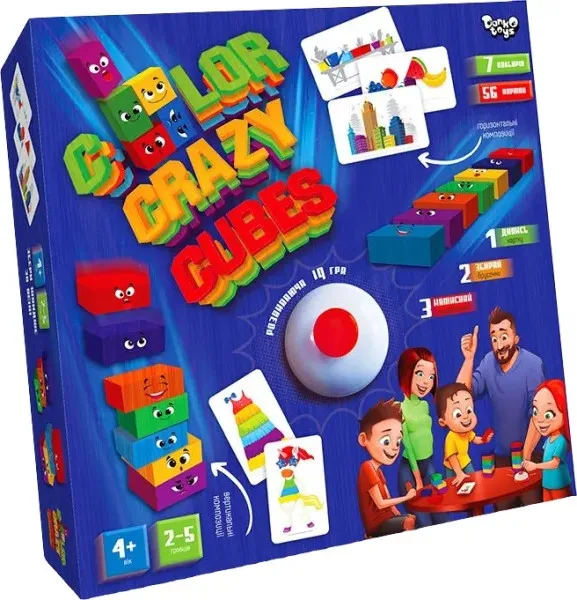 Розвиваюча настільна гра "Color Crazy Cubes" Danko Toys CCC-02-01U з дзвіночком