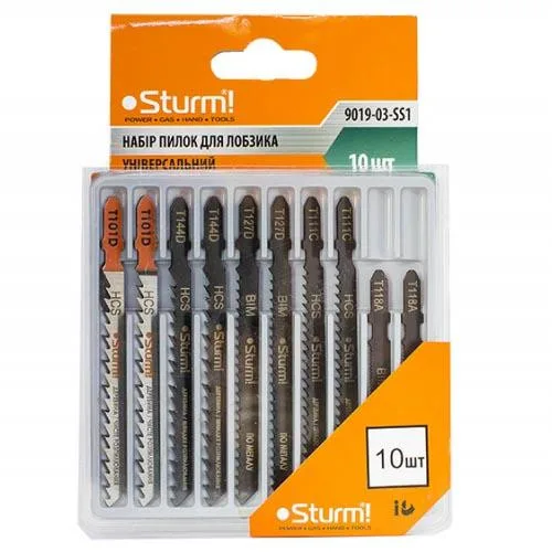 Набір пилок для лобзика Sturm 10шт: T101D,T144D,T127D,T111C,T118A 9019-03-SS1