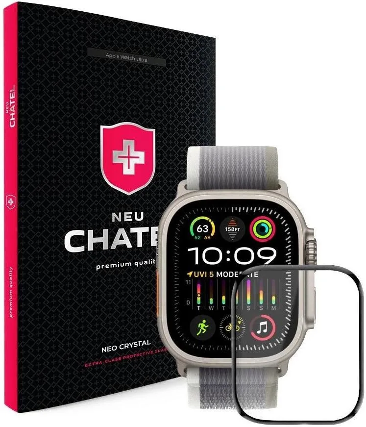 Захисне скло +NEU Chatel Corning Gorilla HD Glass Protector for Apple Watch Ultra 49mm Black (NEU3D49WTCH)