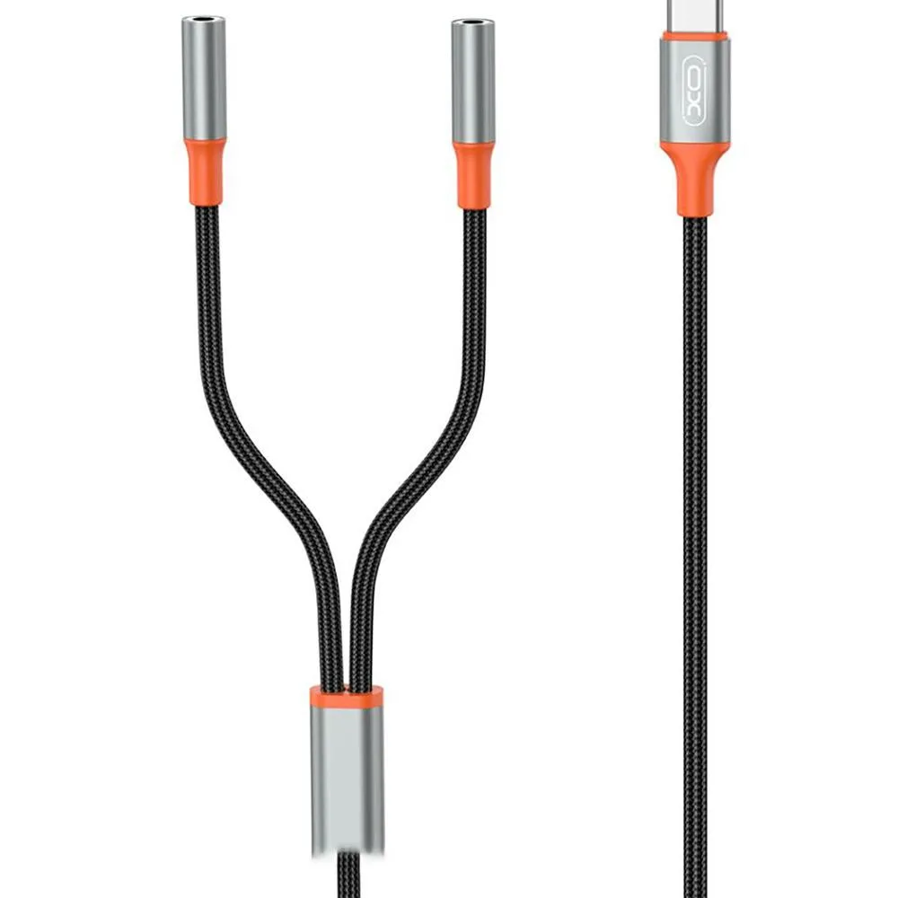 Перехідник USB-C to 2x3.5mm F 1.0m NB-R269B black XO (NB-R269B.black)