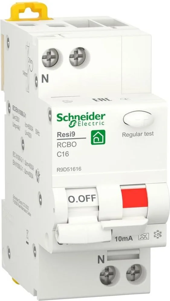 Schneider Electric RESI9 6kA 1P+N 16A C 10mA А (R9D51616)