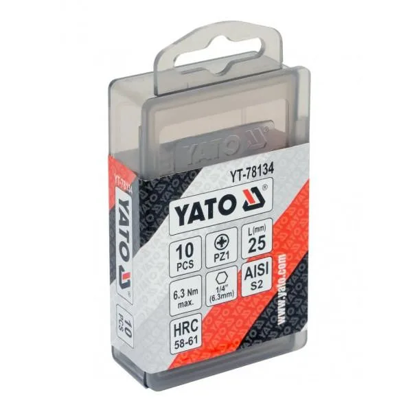 Насадка викруткова YATO YT-78135 "Pozidriv" PZ2 x 25 мм HEX 1/4" 10 шт