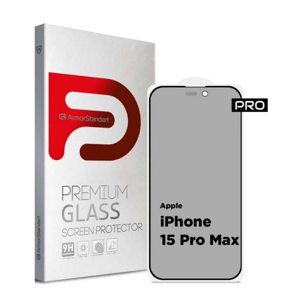 Захисне скло для смартфона ArmorStandart Pro Anti-spy Matte для Apple iPhone 15 Pro Max Black (ARM73172)