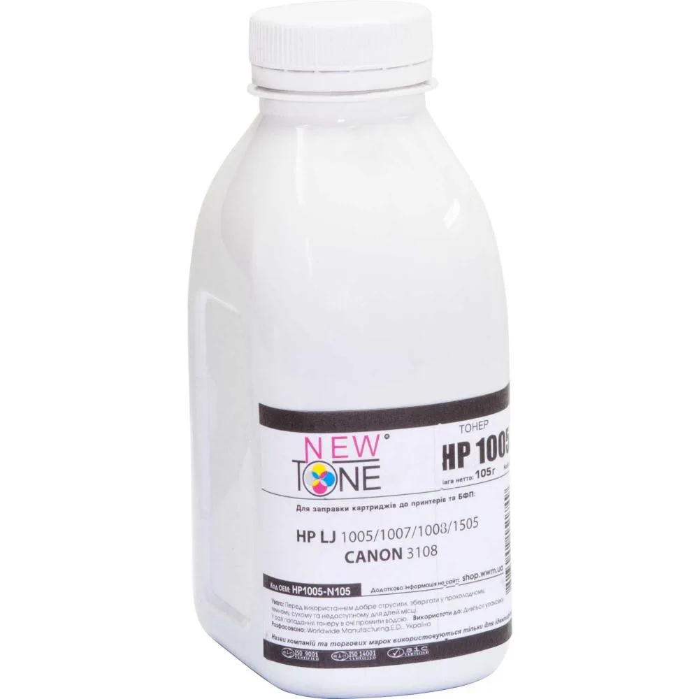 Тонер NewTone HP1005/1505 для HP LJ P1505/M1120/1522 бутыль 105г Black (HP1005-N105)