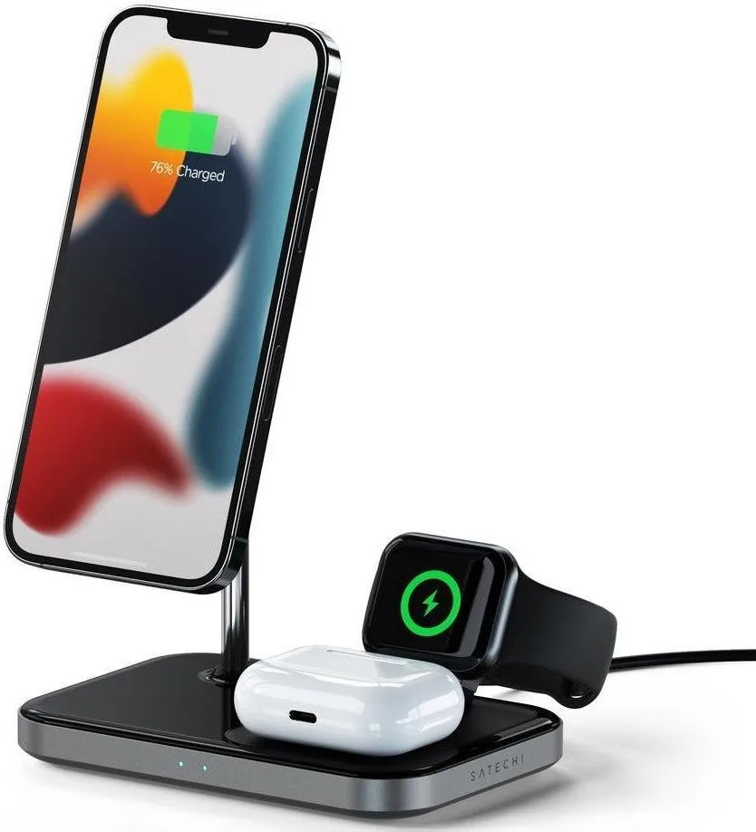 Satechi Aluminum 3 in 1 Magnetic Wireless Charging Stand Space Gray (ST-WMCS3M)