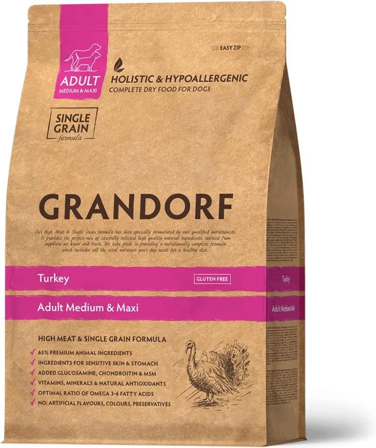 Сухий корм для собак Grandorf Turkey Brown Rice Adult Breeds індичка з рисом 10 кг (5407007851164)