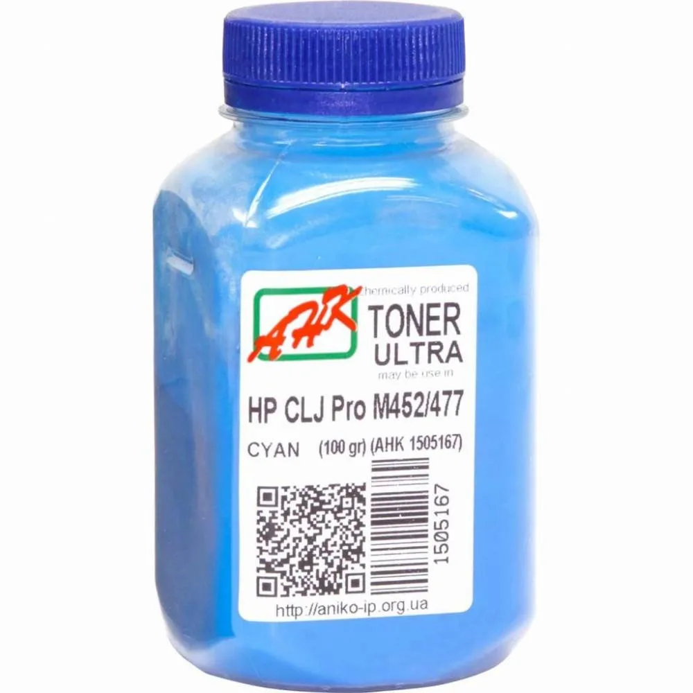 Тонер АНК для HP CLJ Pro M452/477 бутыль 100г Cyan (1505167) ULTRA COLOR