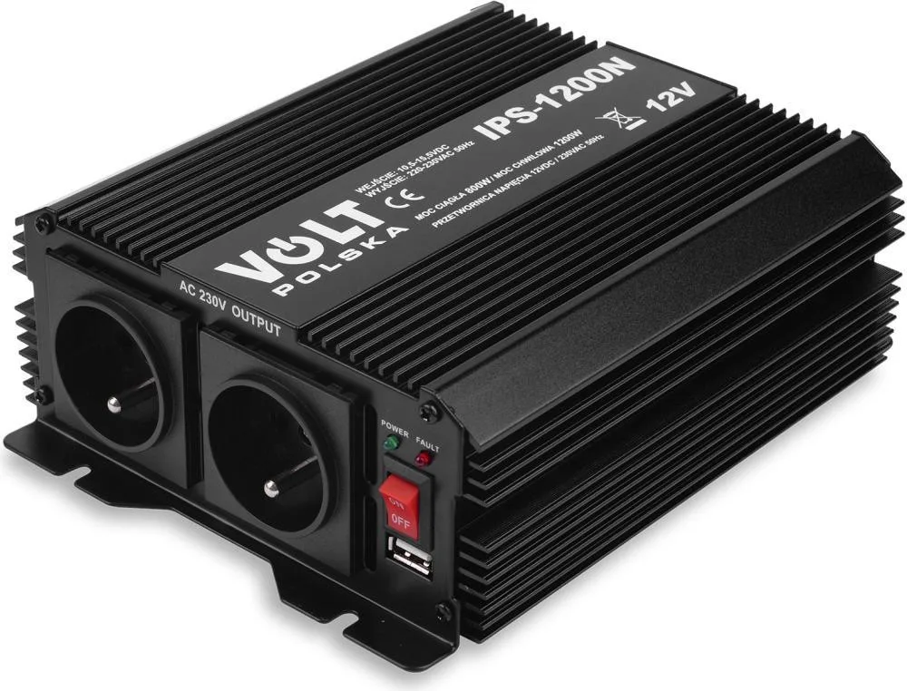 Перетворювач (інвертор) VOLT IPS 1200 N 12/230V (800/1200W) + USB (3IPS120012)