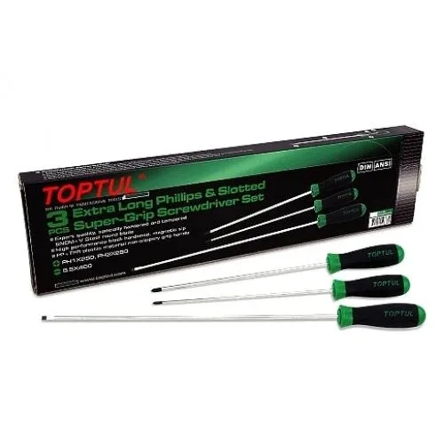 Набір викруток довгих 3 од. TOPTUL (PH1x250, PH2x250, SL5,5x400) GAAE0305