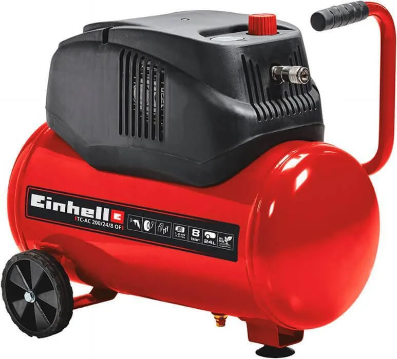 Компресор повітряний безмасляний Einhell TC-AC 200/24/8 OF, безмасляний, 1200Вт, 24л, 180л/хв, 8бар, 15.4кг (4020590)