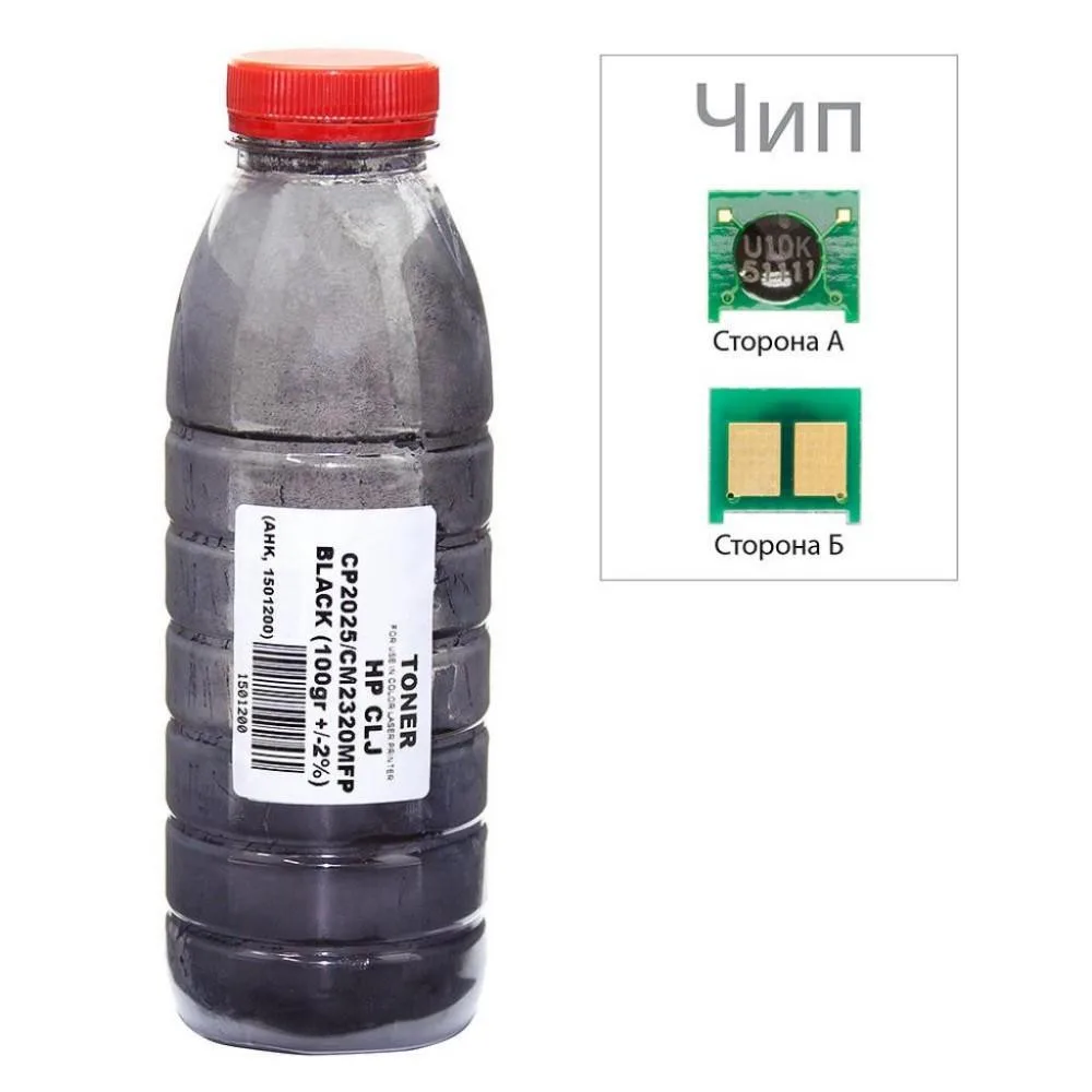 Тонер+чип АНК для HP CLJ CP2025/CM2320 ( тонер АНК, чип АНК) бутль 100г Black (1501234)
