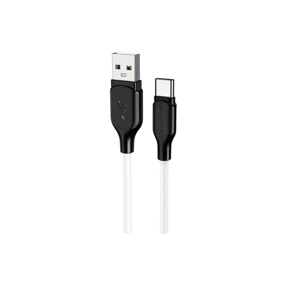 Кабель BOROFONE BX42 USB to Type-C 3A, 1m, silicone, TPE connectors, White (6931474736772)