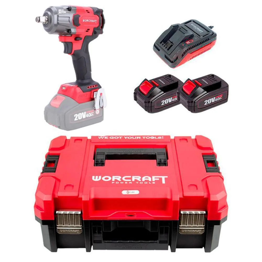 Гайковерт аккумуляторный Worcraft CIW-S20LiB-850 + 2 АКБ CLB-20V-4.0H + ЗУ CLC-20V-2.4HB + Кейс XCUBE006