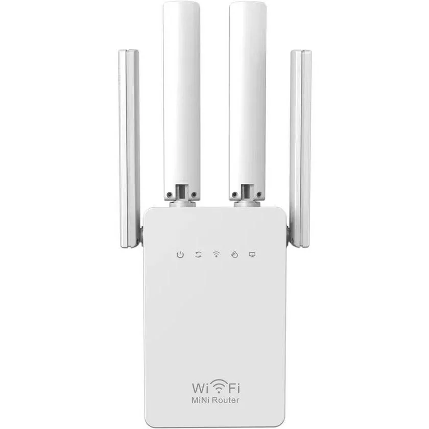 Підсилювач WiFi сигналу з 4-ма антенами LV-WR02EQ, живлення 220V, 300Mbps, IEEE 802.11b/g/n, 2.4-2.4835GHz, BOX (Y-27916)
