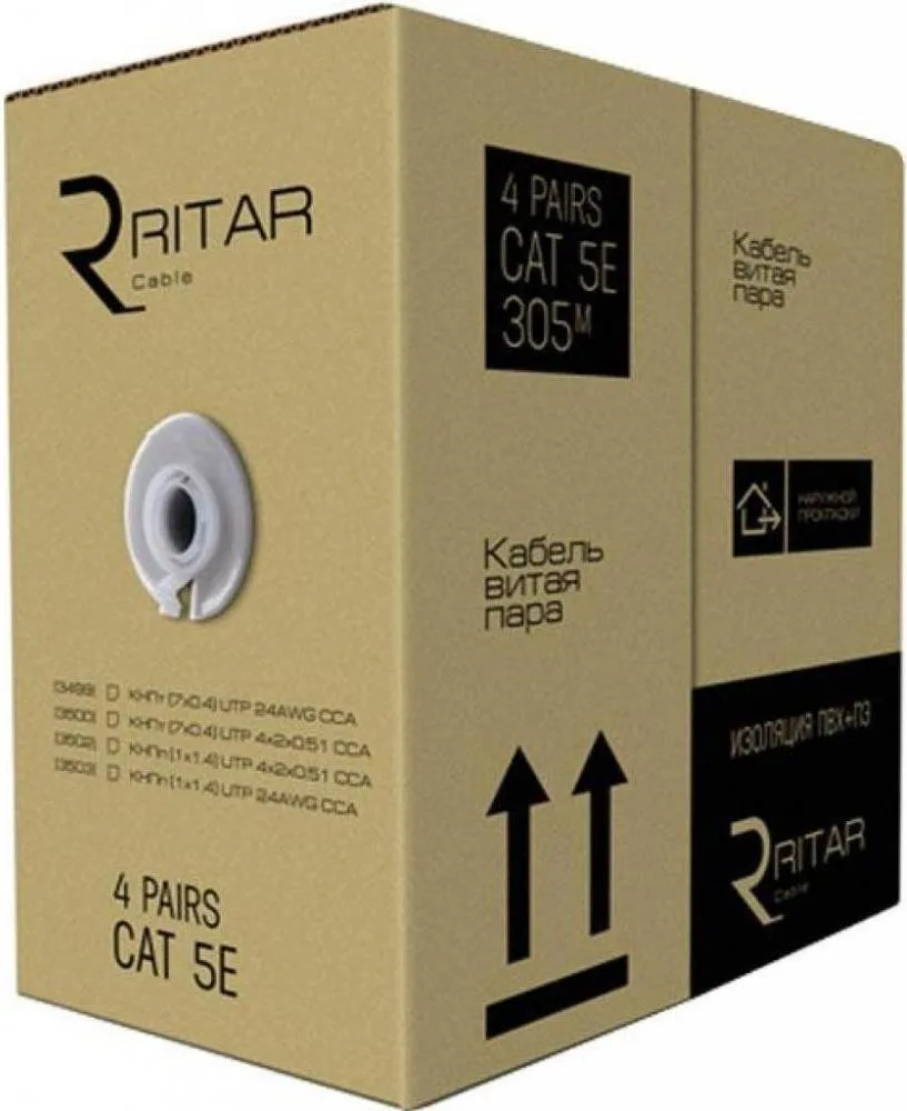 Ritar КНПп 4x2x0.51 CCA (UTP-cat.5Е), black, 305 м (03502)