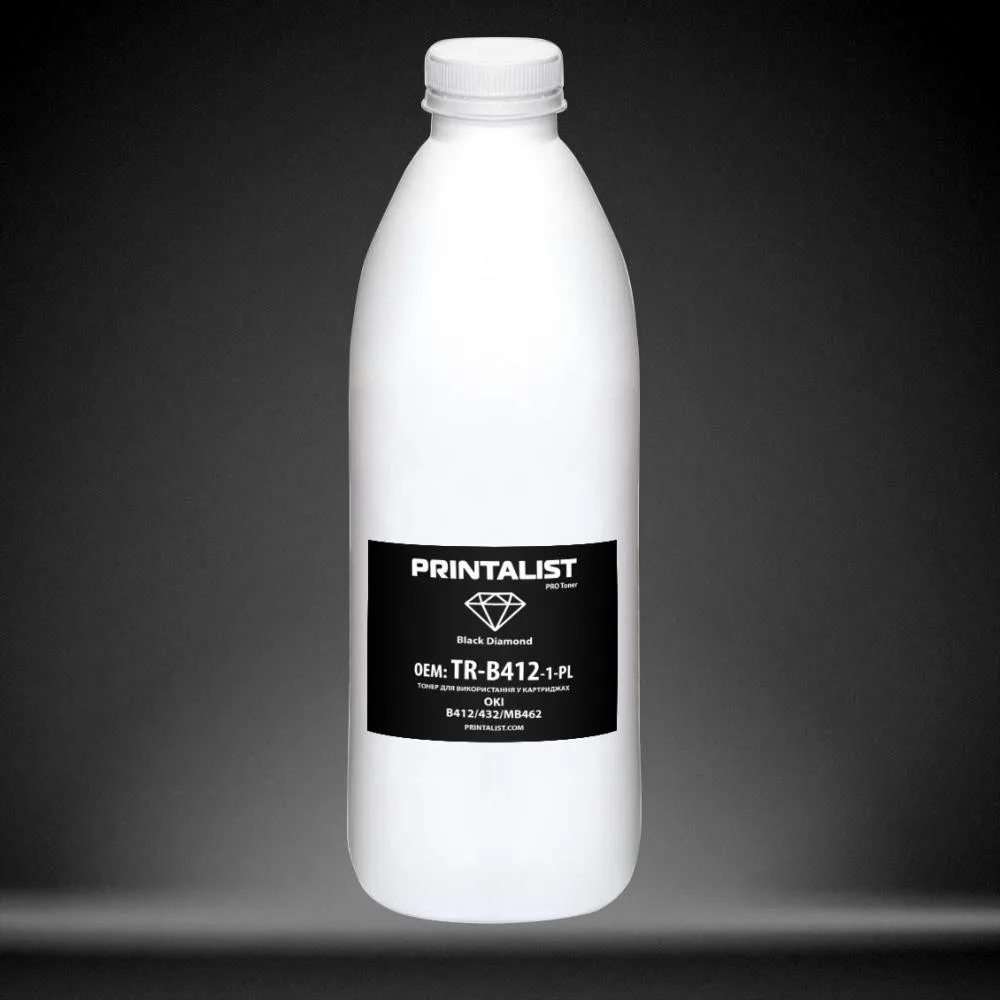 Тонер PRINTALIST для OKI B412/432/MB462 бутыль 800г Black (TR-B412-1-PL)