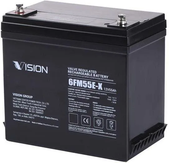 Акумуляторна батарея AGM до ДБЖ Vision FM, 12В, 55 Аг 6FM55E-X (55 Ач, 210х132х239 мм)