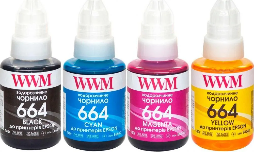 Комплект чернил WWM 664 для Epson L110/L210/L300 4х140г B/C/M/Y (E664SET4)