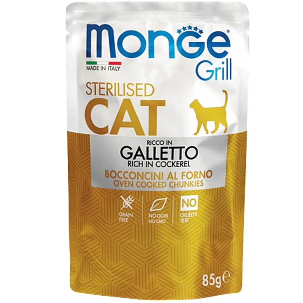 Monge Cat Grill Wet Sterilised Galletto вологий корм з м'ясом півня для стерилізованих котів 85 гр