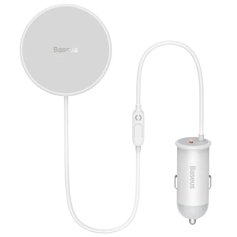 Автомобільний тримач Baseus CW01 Magnetic Wireless Charging Car Mount 40W with USB-C White (SUCX040102)