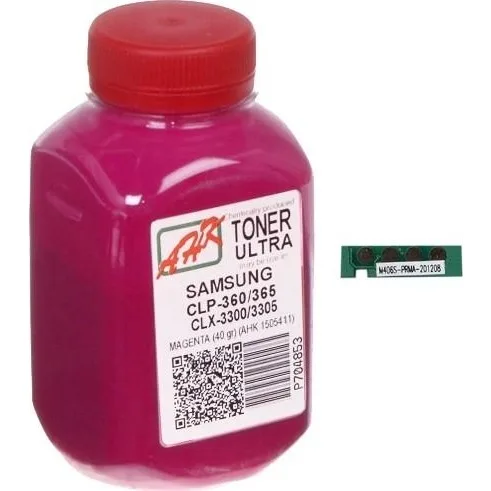 Тонер+чип АНК для Samsung CLP-360/365/CLX-3300 ( тонер АНК, чип АНК) бутль 40г 1000 копий Magenta (1505415)