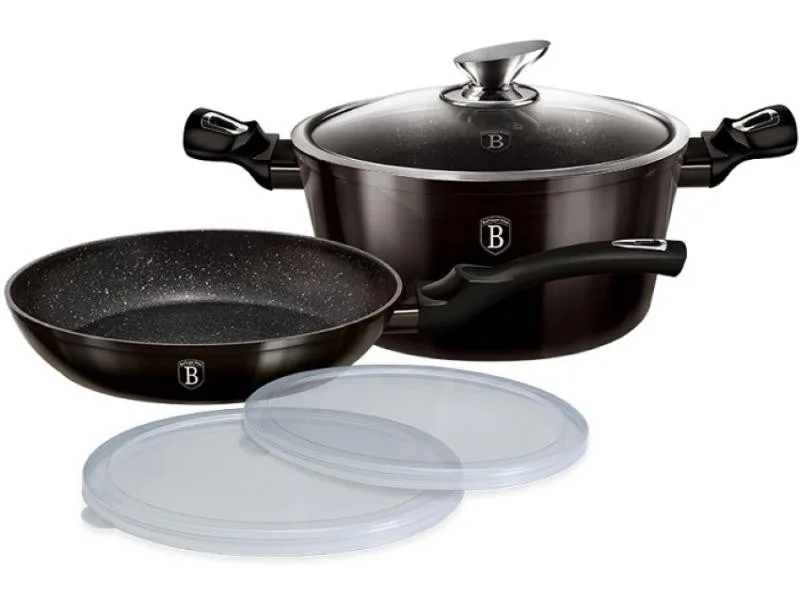 Набір посуду 5 предмет Berlinger Haus Metallic Line Shiny Black Edition (BH-6616) (M-BH-6616)