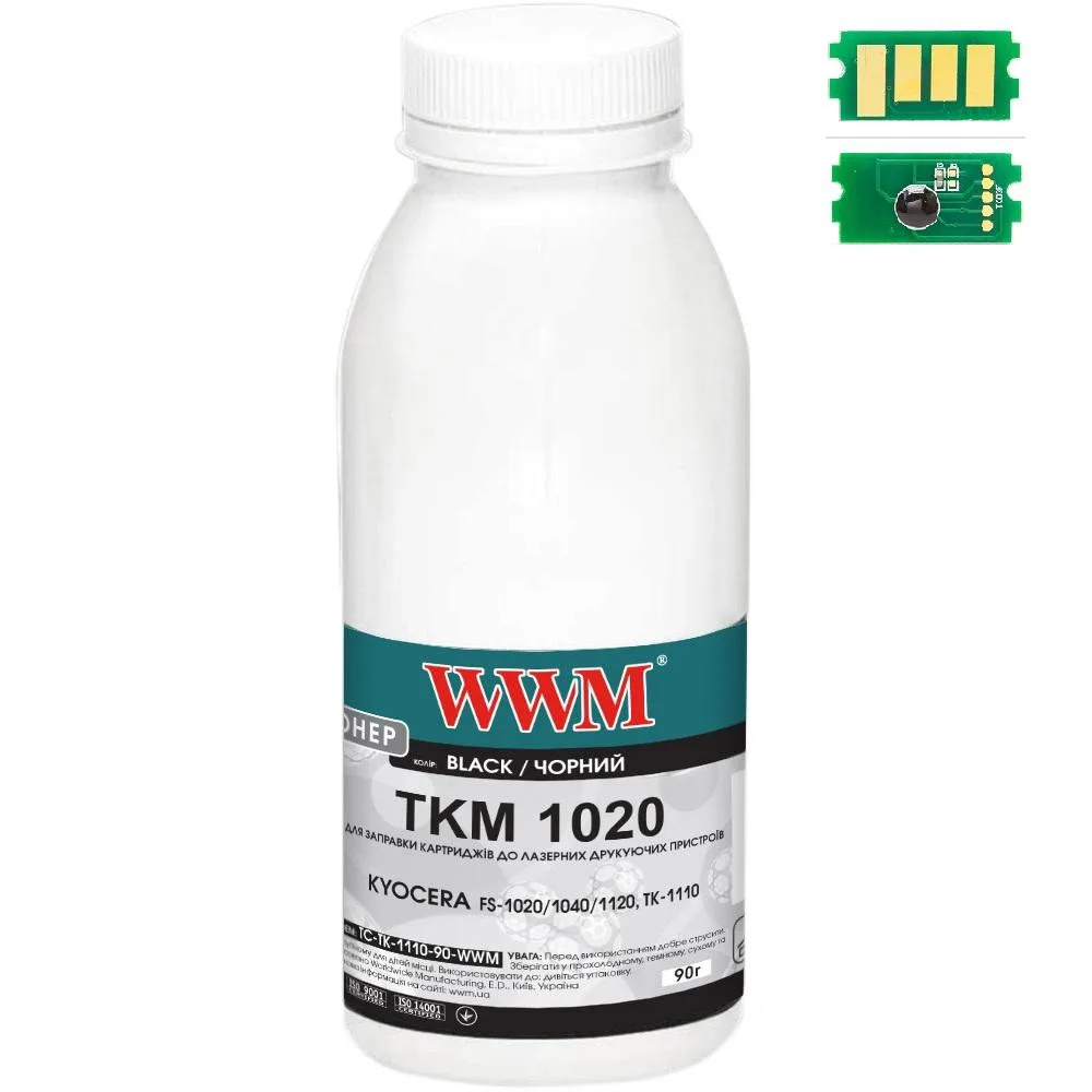 Тонер+чип WWM для KYOCERA FS-1020/1040/1120, TK-1110 бутыль 90г Black (TC-TK-1110-90-WWM)