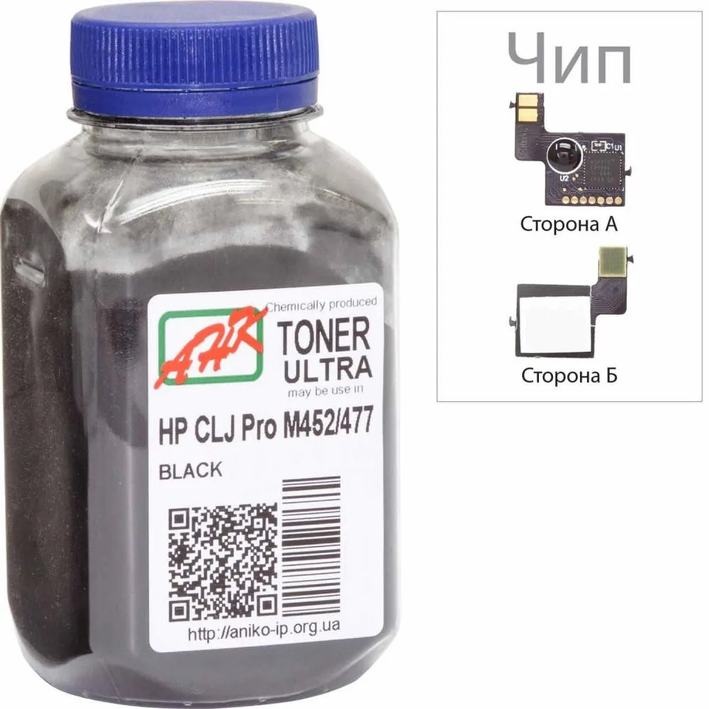 Тонер + чип АНК для HP CLJ Pro M452/477 (тонер АНК, чип Apex) бутыль 40г Black (3203134)
