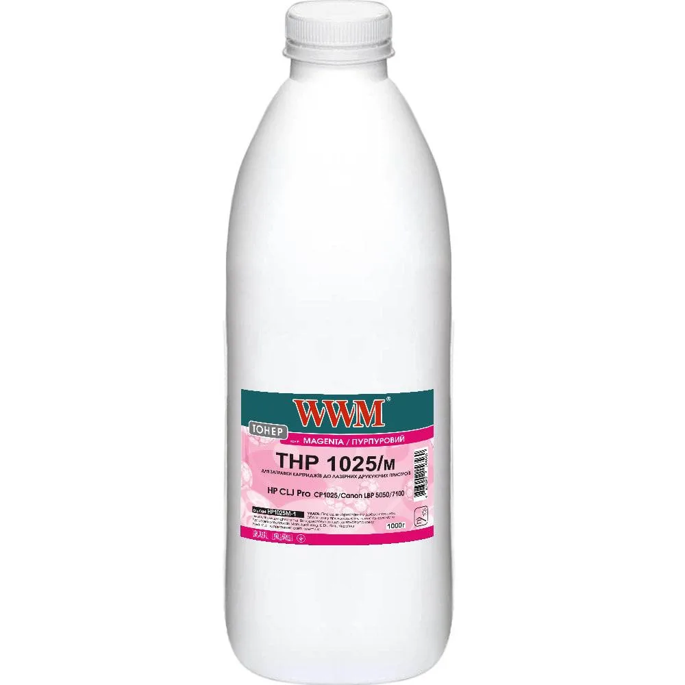 Тонер WWM для HP CLJ CP1025/Canon LBP 5050/7100 бутыль 1000г Magenta (HP1025M-1)