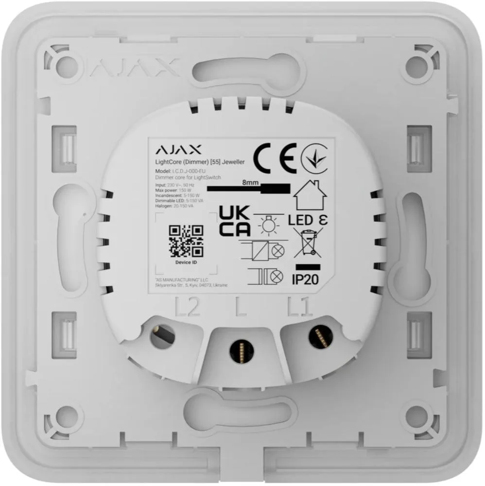 Ajax LightCore Dimmer 1-gang for LightSwitch Jeweller (000051254)