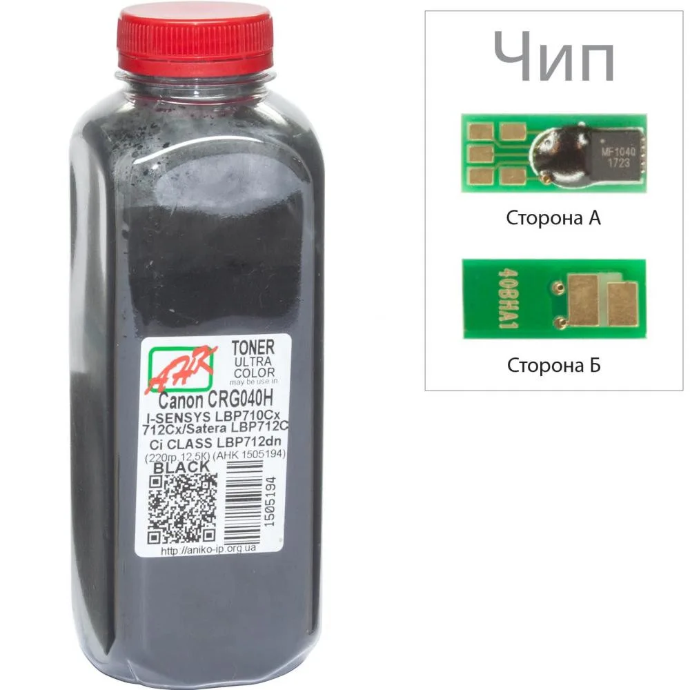 Тонер + чип АНК для Canon LBP-710/712 бутыль 220г 12500 ст. Black (3203660)
