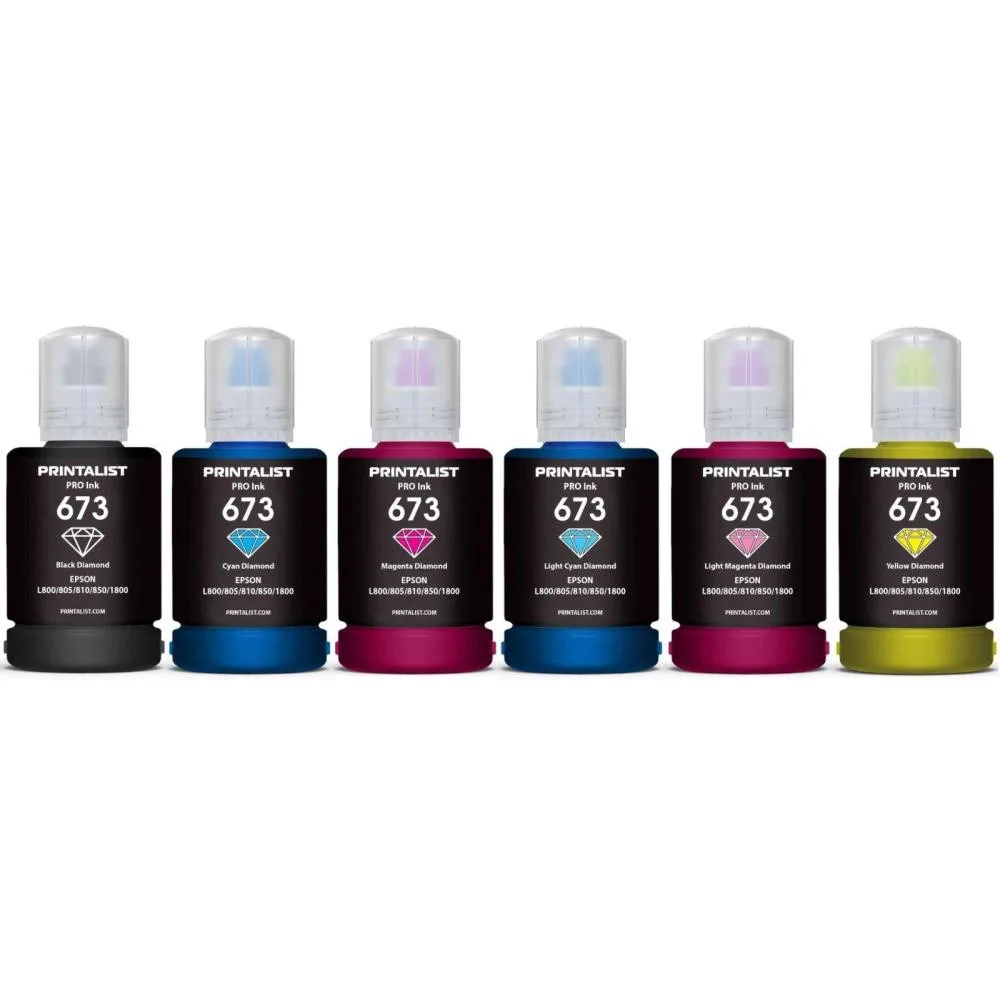 Комплект чернил PRINTALIST 673 для Epson L800 6х140г B/C/M/Y/LC/LM (PL673SET6)