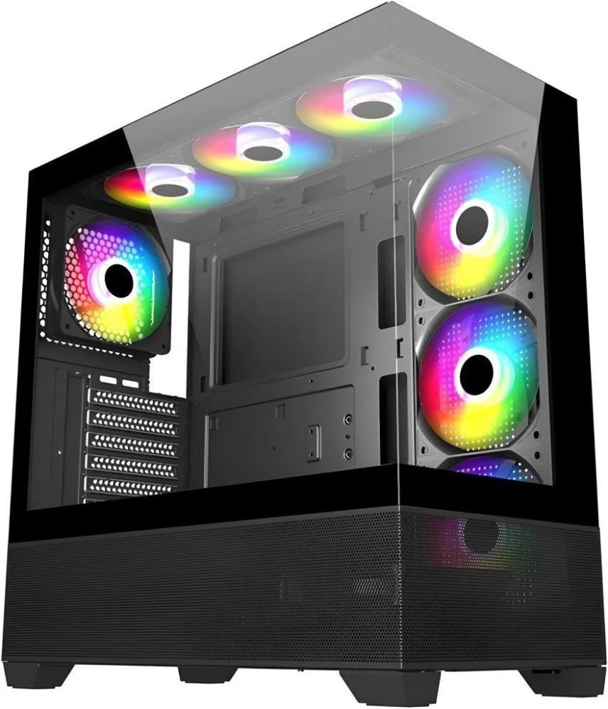 Корпус GTL Gaming `Universe`, Black, без БЖ, Mid Tower, ATX/Micro ATX/Mini ITX, 1xUSB 3.0/2xUSB 2.0, макс. CPU - 170 мм / VGA - 425 мм, 4x120 мм ARGB, передня панель із загартованого стекла (GTLXE218) (303947)