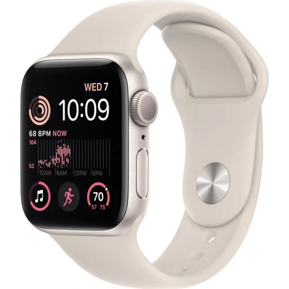 Apple Watch SE 2 GPS 44mm Starlight Aluminum Case w. Starlight Sport Band - M/L (MNTE3)
