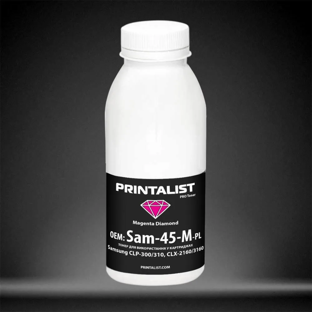 Тонер PRINTALIST для Samsung CLP-300/310, CLX-2160/3160 бутыль 45г Magenta (Sam-45-M-PL)